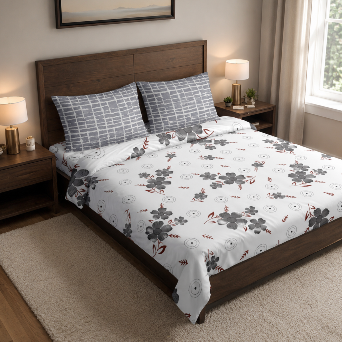 Elegant Weavers Chartuse Double Bedsheet with 2 Pillow Covers (220x250 cm)