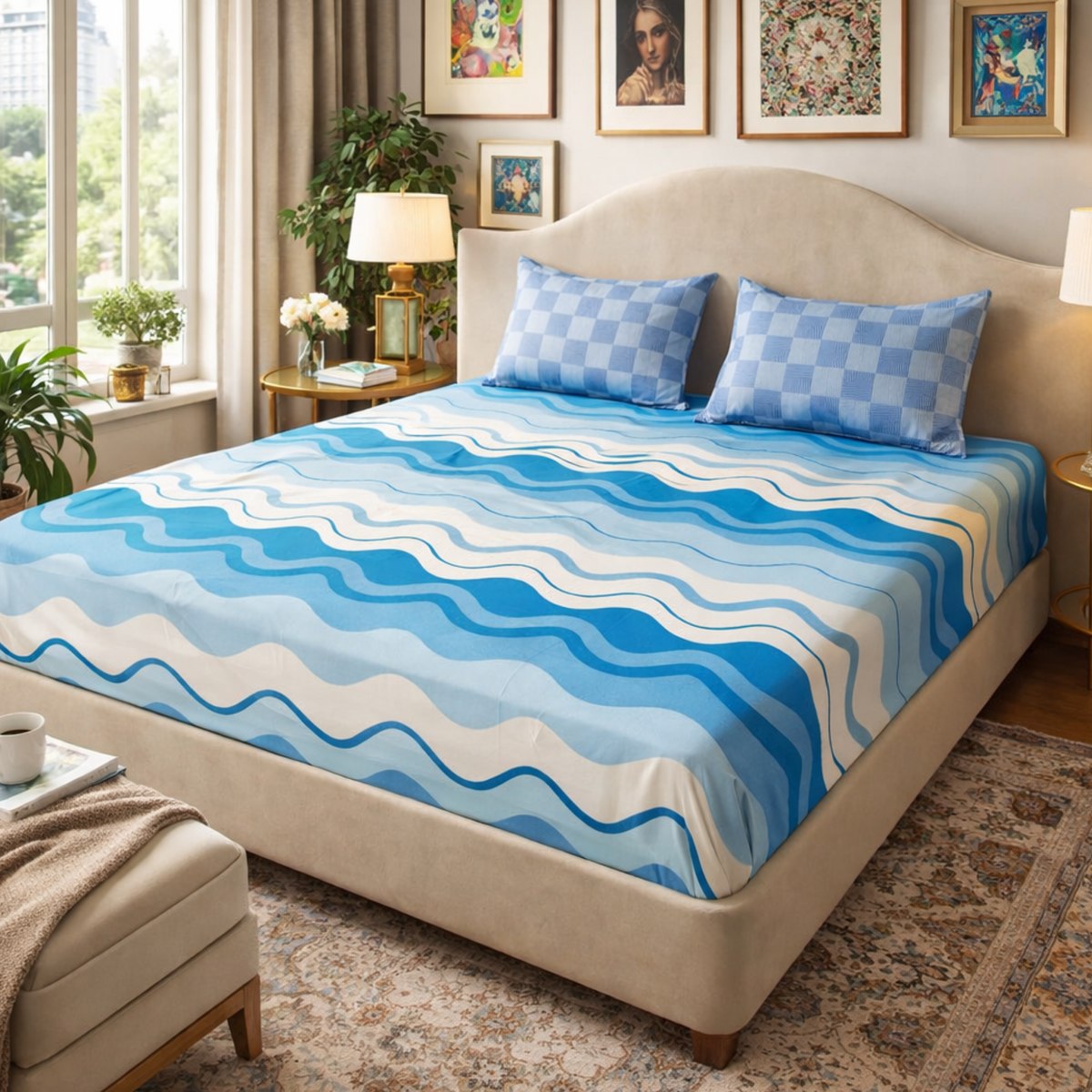 Elegant Weavers Arctic Double Bedsheet with 2 Pillow Covers (220x250 cm)
