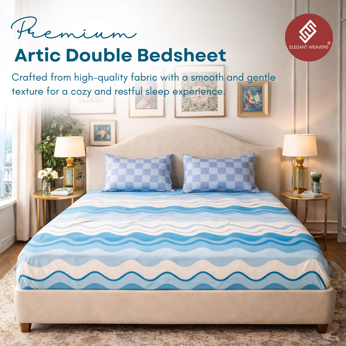 Elegant Weavers Arctic Double Bedsheet with 2 Pillow Covers (220x250 cm)