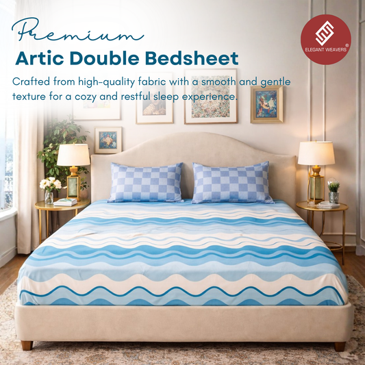 Elegant Weavers Arctic Double Bedsheet with 2 Pillow Covers (220x250 cm)