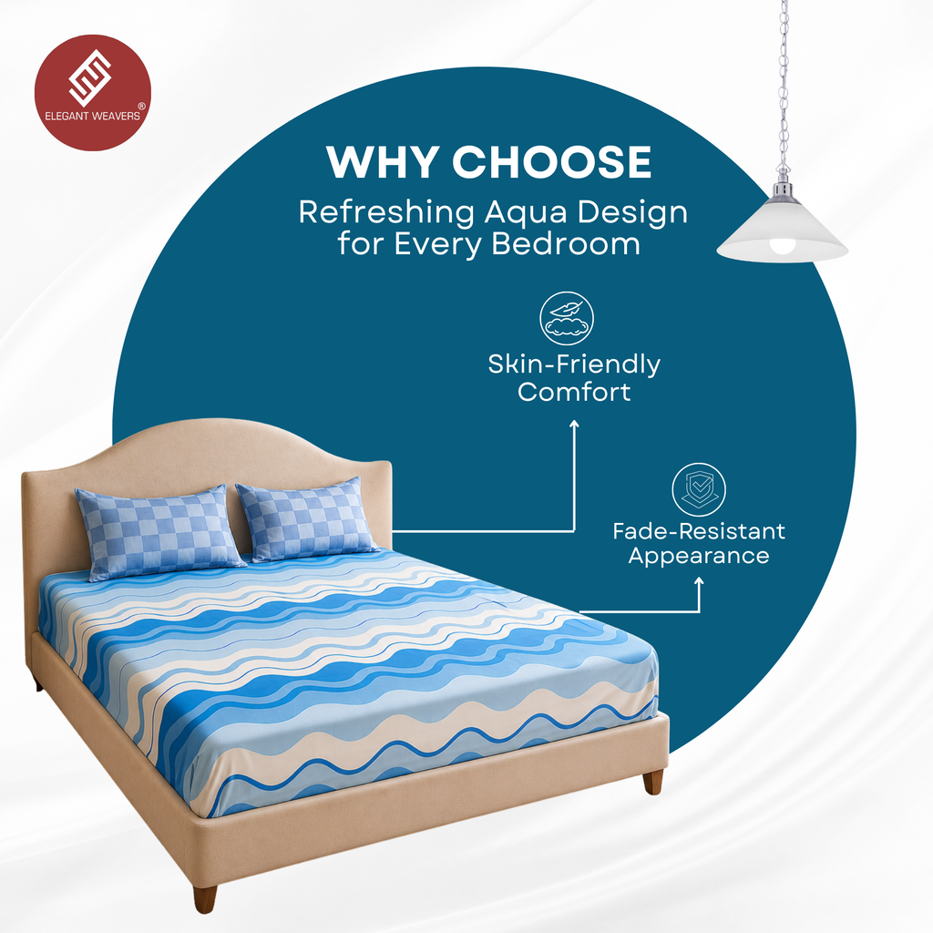 Elegant Weavers Arctic Double Bedsheet with 2 Pillow Covers (220x250 cm)