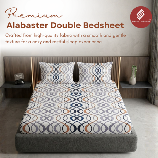 Elegant Weavers Alabaster Double Bedsheet with 2 Pillow Covers (215x230 cm)