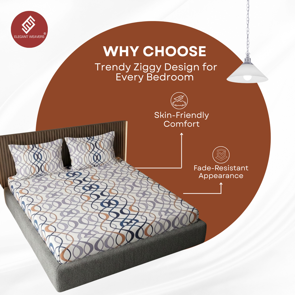 Elegant Weavers Alabaster Double Bedsheet with 2 Pillow Covers (215x230 cm)