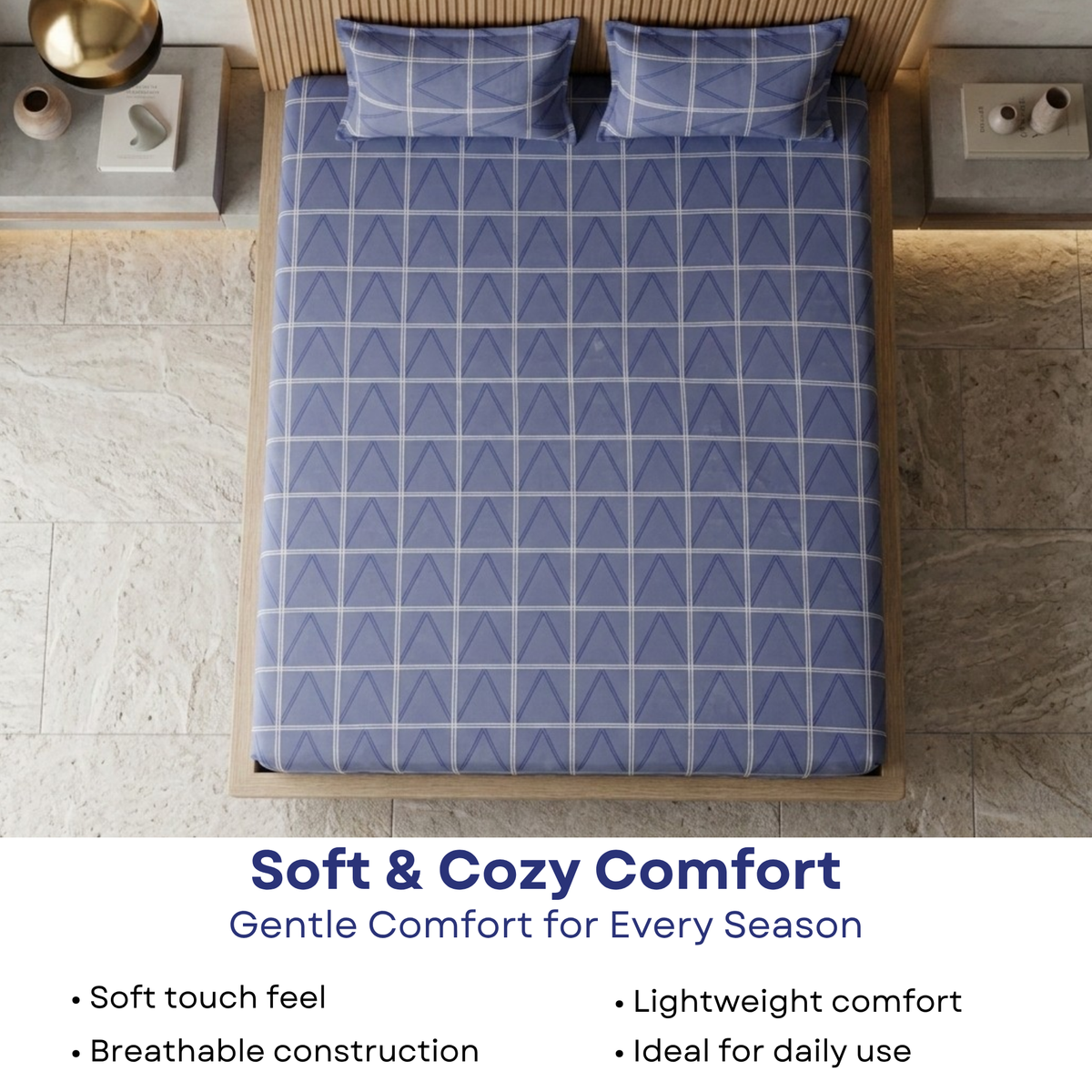 Elegant Weavers Admiral Double Bedsheet with 2 Pillow Covers (215x230 cm)