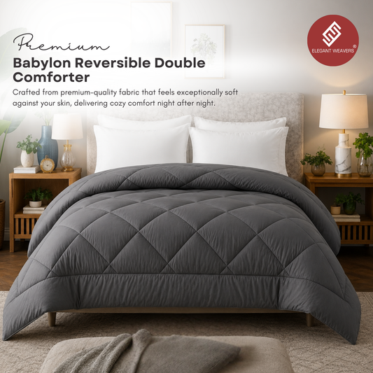Elegant Weavers Babylon Reversible Solid Double Comforter Blue (210x220 cm)