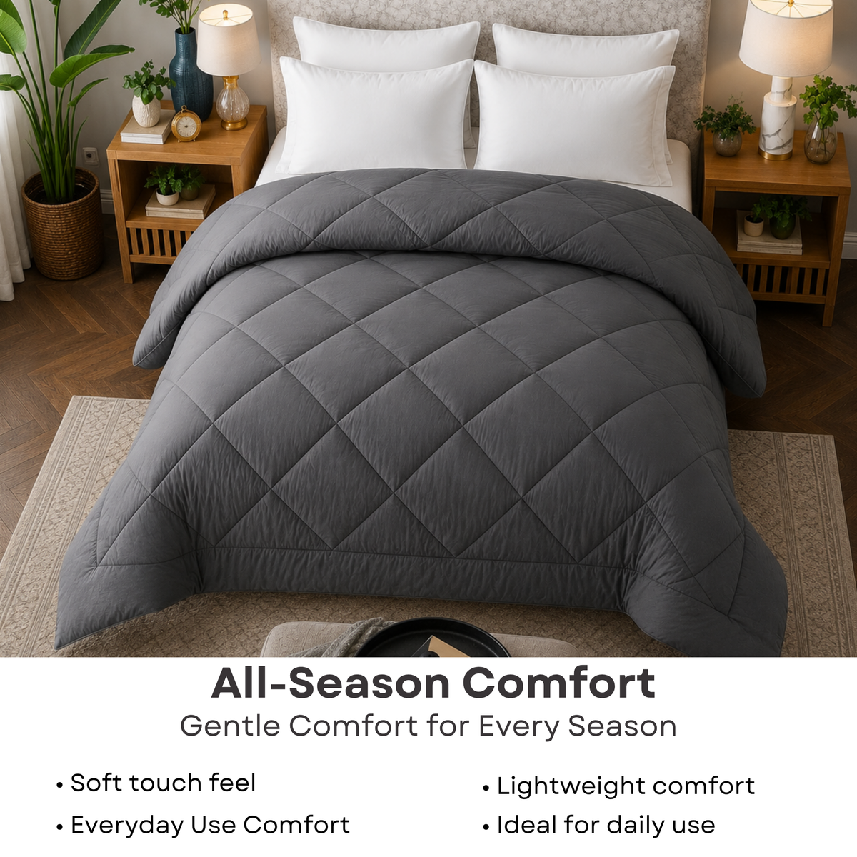 Elegant Weavers Babylon Reversible Solid Double Comforter Blue (210x220 cm)
