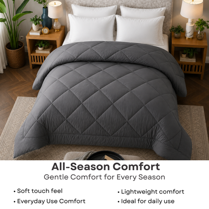 Elegant Weavers Babylon Reversible Solid Double Comforter Blue (210x220 cm) | Microfiber Soft & Cozy Blanket | Durable & Easy Care