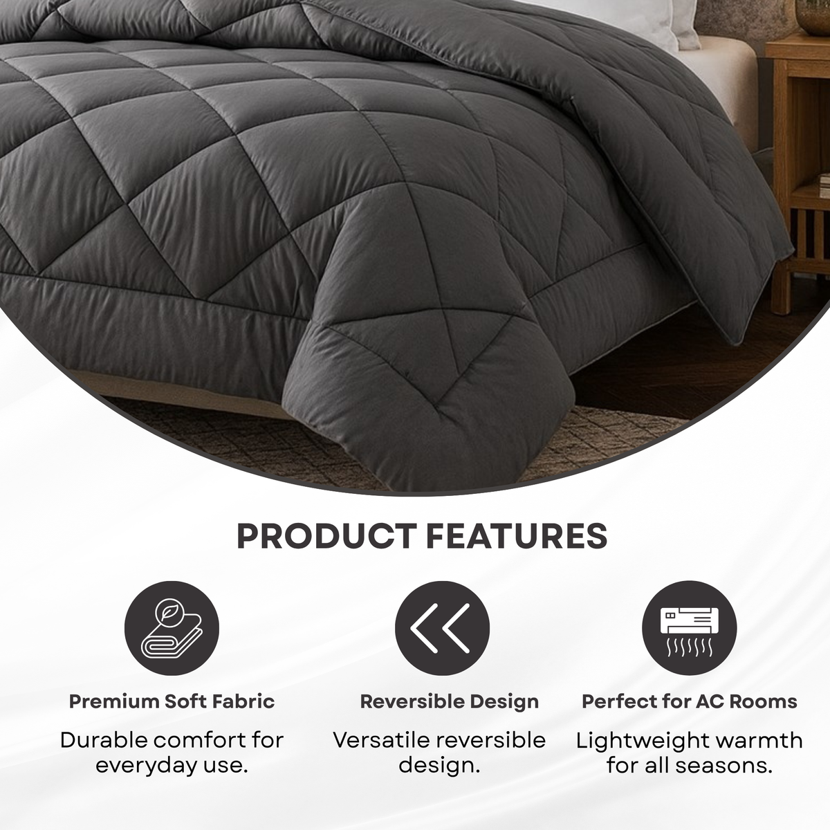 Elegant Weavers Babylon Reversible Solid Double Comforter Blue (210x220 cm)