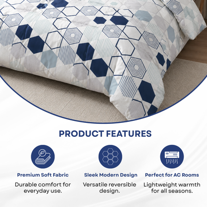 Elegant Weavers Erasmus Modern Double Comforter (210x220 cm) | Microfiber Soft & Cozy Quilt | Stylish, Durable & Easy Care