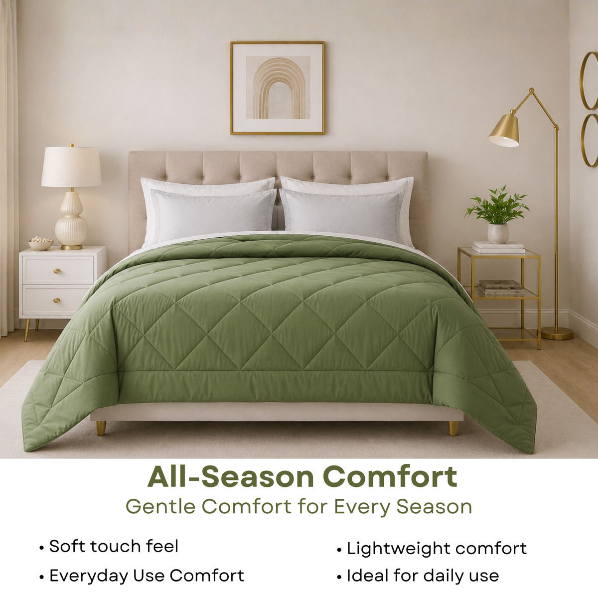 Elegant Weavers Frisco Reversible Solid Double Comforter Olive (210x220 cm)