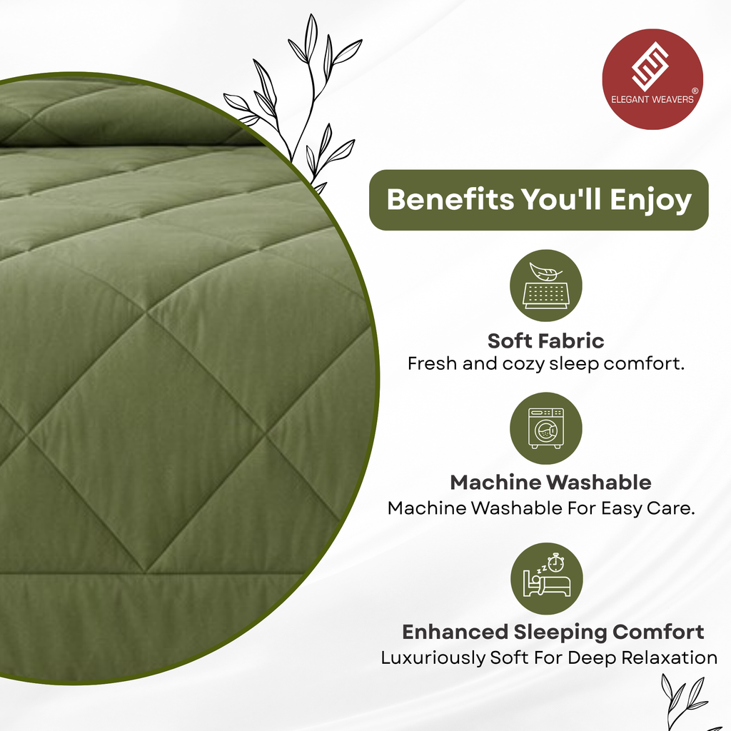 Elegant Weavers Frisco Reversible Solid Double Comforter Olive (210x220 cm)