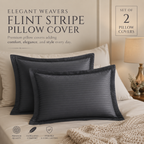 Elegant Weavers Flint Stripe Pillow Cover Set of 2 Grey (45x67 cm)