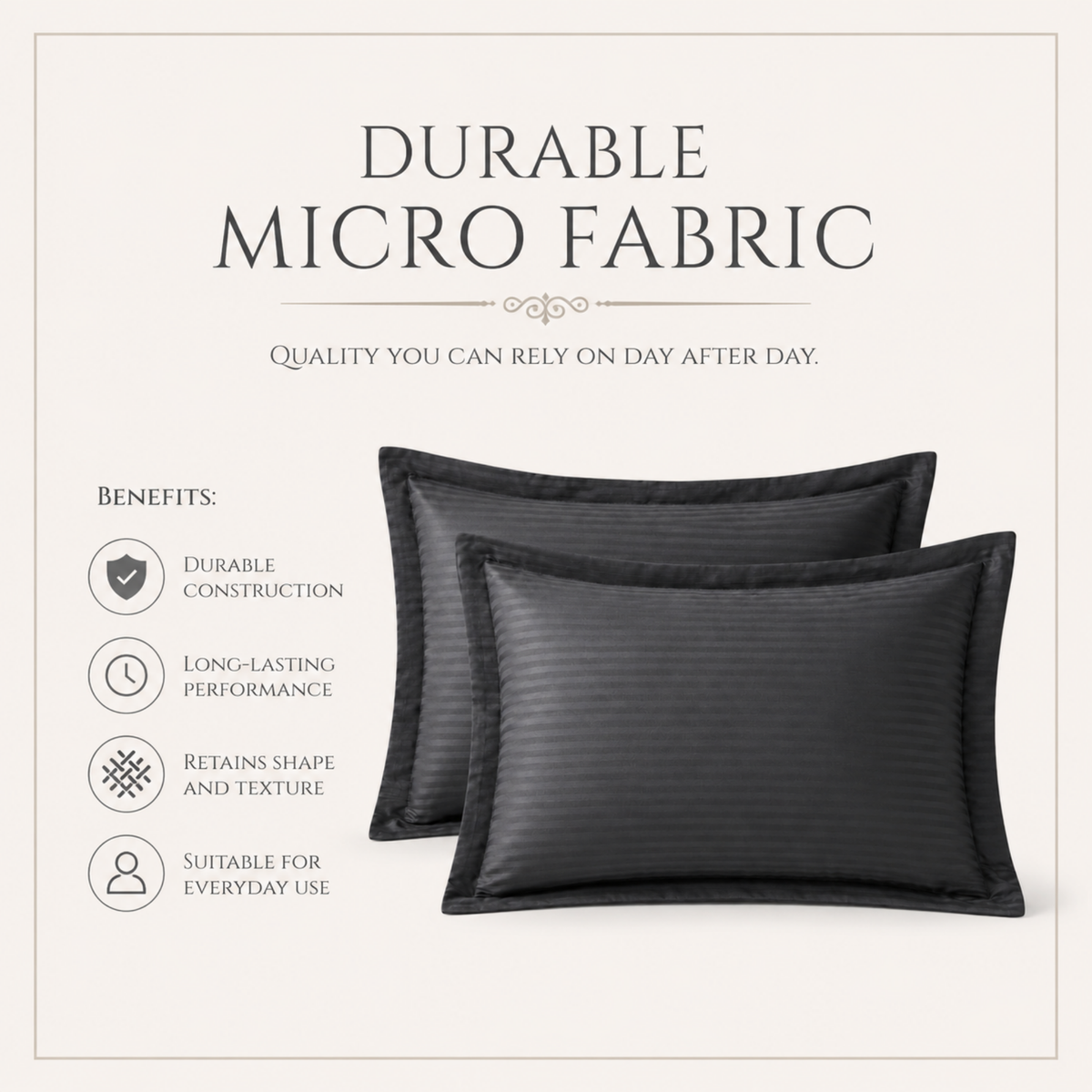 Elegant Weavers Flint Stripe Pillow Cover Set of 2 Grey (45x67 cm)