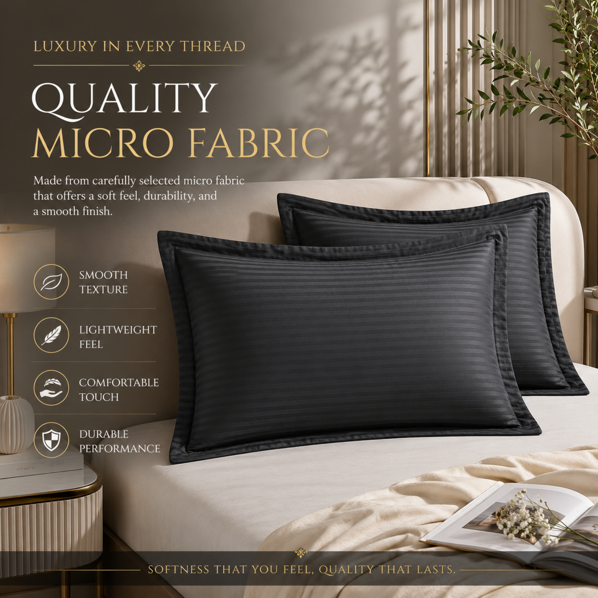 Elegant Weavers Flint Stripe Pillow Cover Set of 2 Grey (45x67 cm)