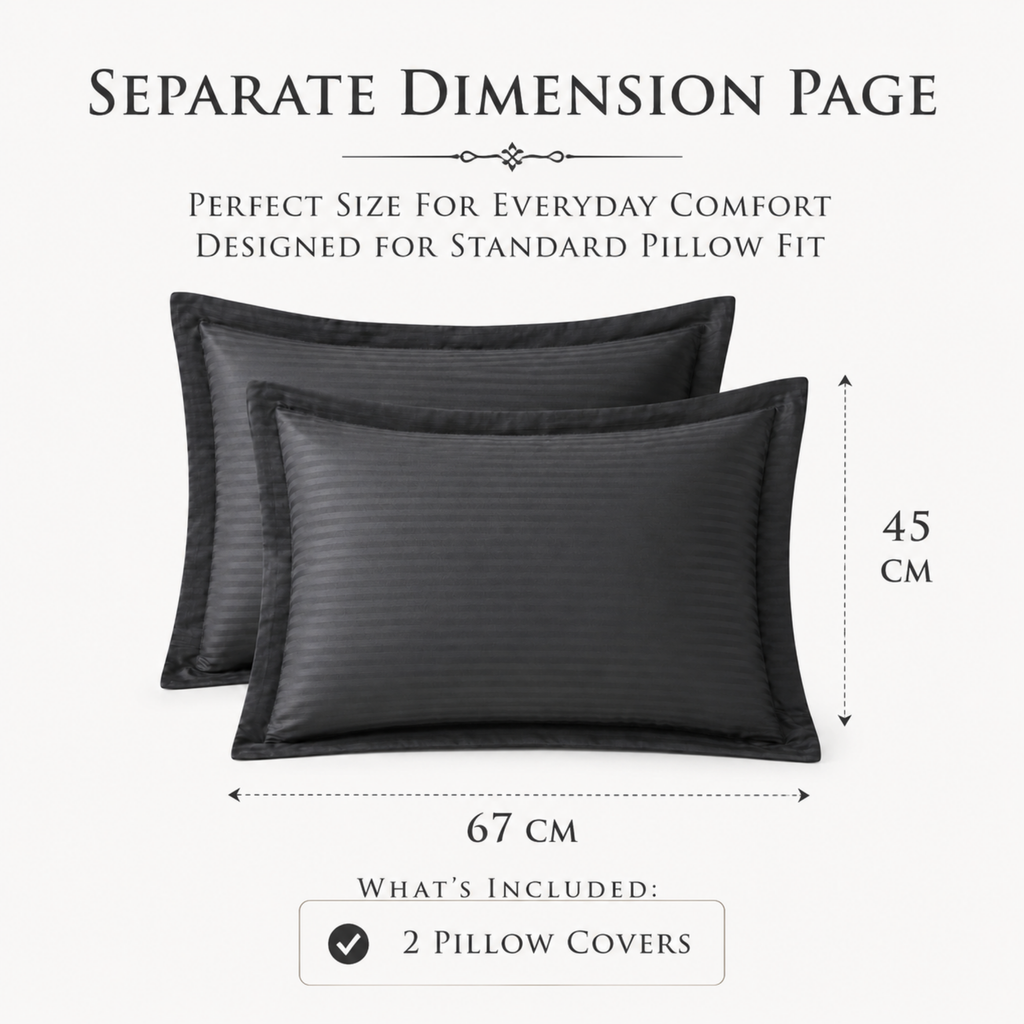 Elegant Weavers Flint Stripe Pillow Cover Set of 2 Grey (45x67 cm)