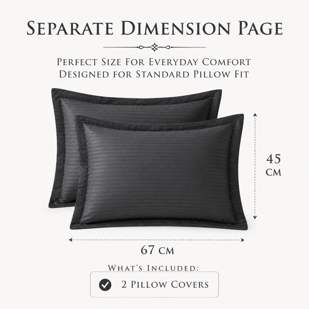 Elegant Weavers Flint Stripe Pillow Cover Set of 2 Grey (45x67 cm)