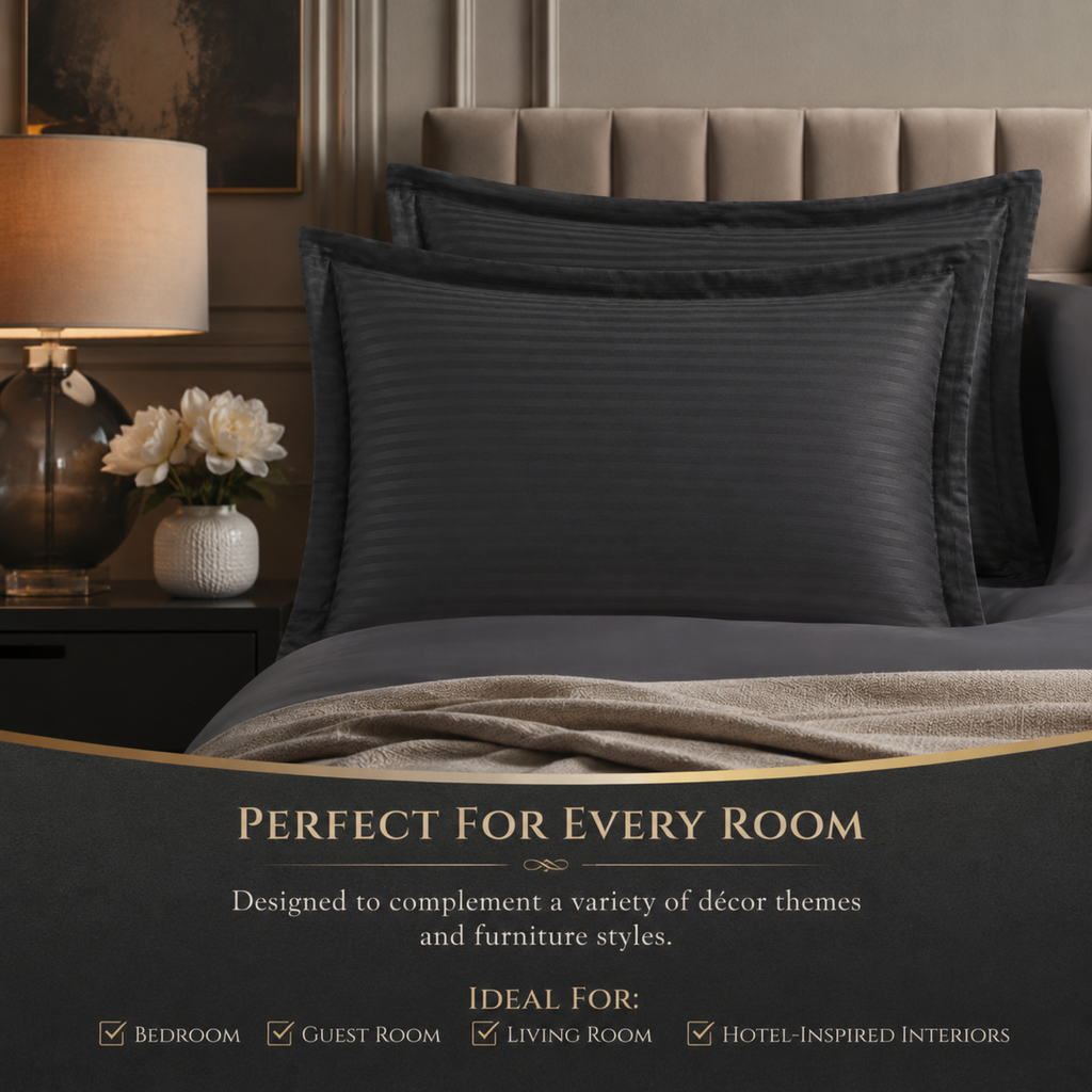 Elegant Weavers Flint Stripe Pillow Cover Set of 2 Grey (45x67 cm)
