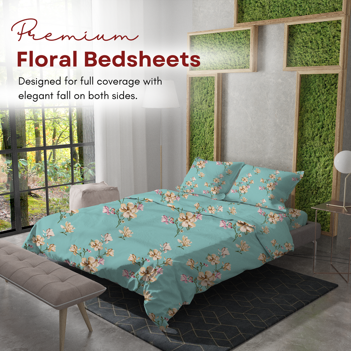 ELEGANT WEAVERS Floral Single Bedsheet with Pillow Cover