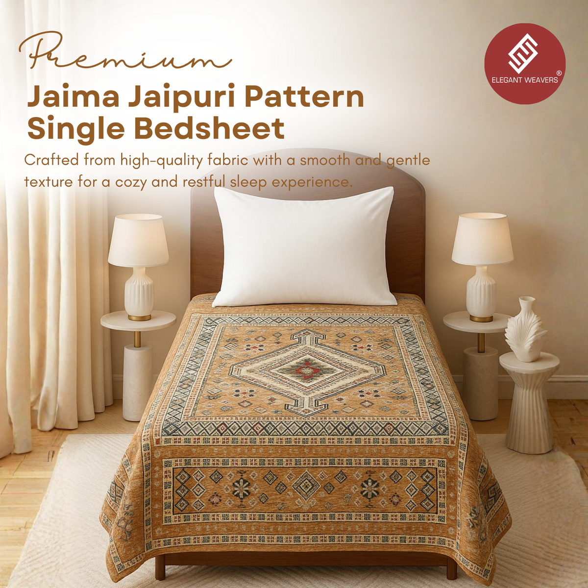 Elegant Weavers Jaima Jaipuri Single Bedsheet (140x215 cm)