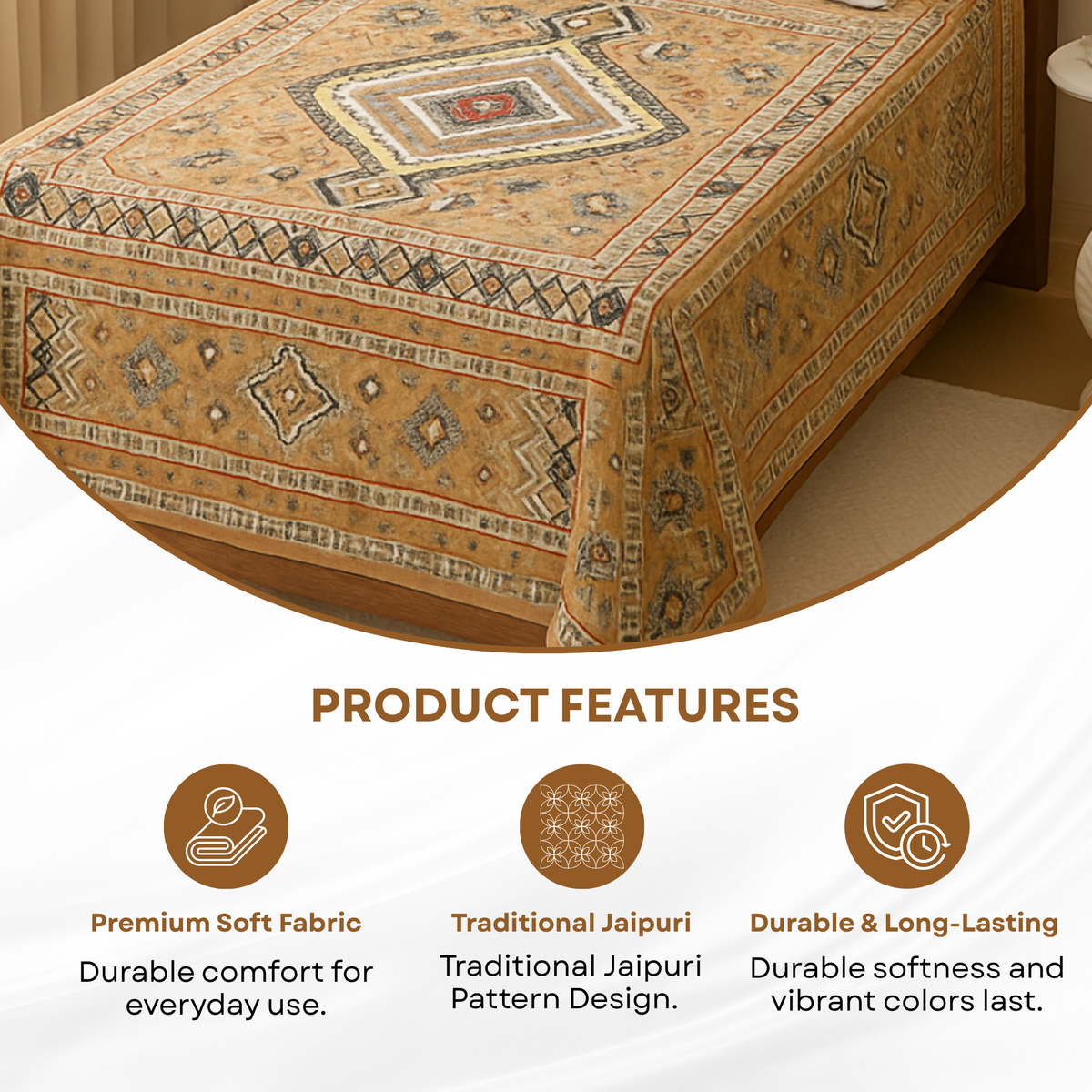 Elegant Weavers Jaima Jaipuri Single Bedsheet (140x215 cm)