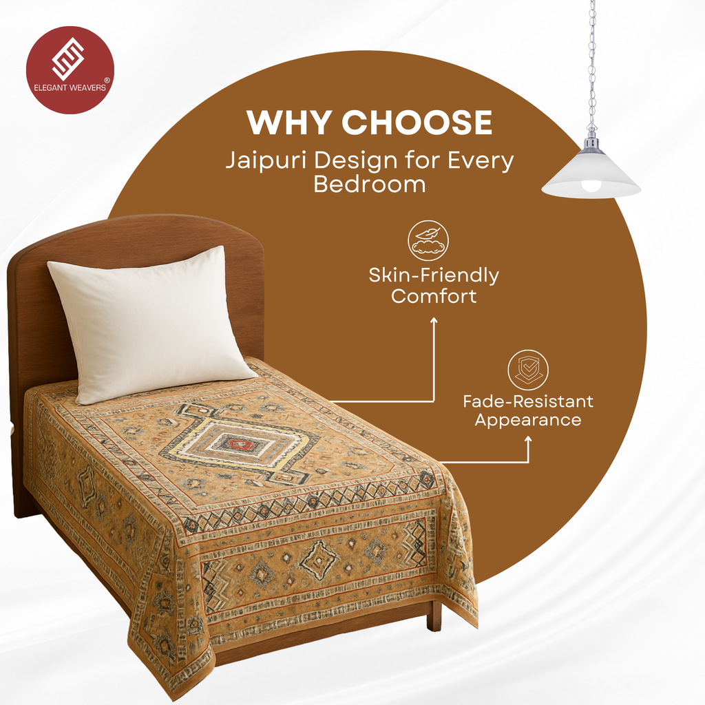 Elegant Weavers Jaima Jaipuri Single Bedsheet (140x215 cm)