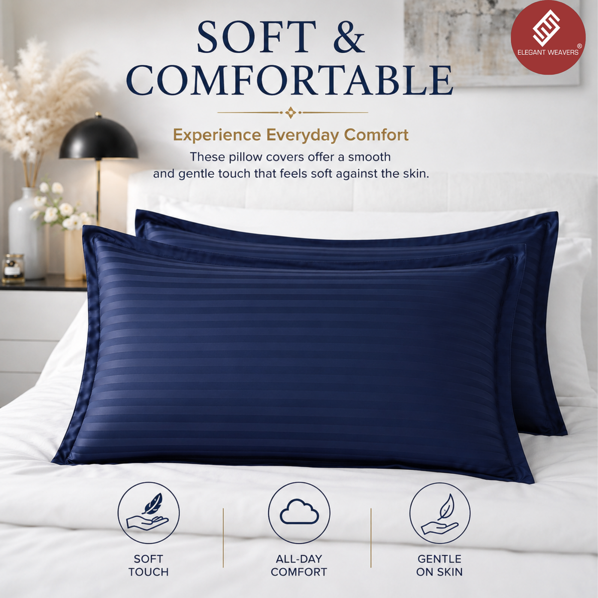 Elegant Weavers Oxford Stripe Pillow Cover Set of 2 (45x67 cm)