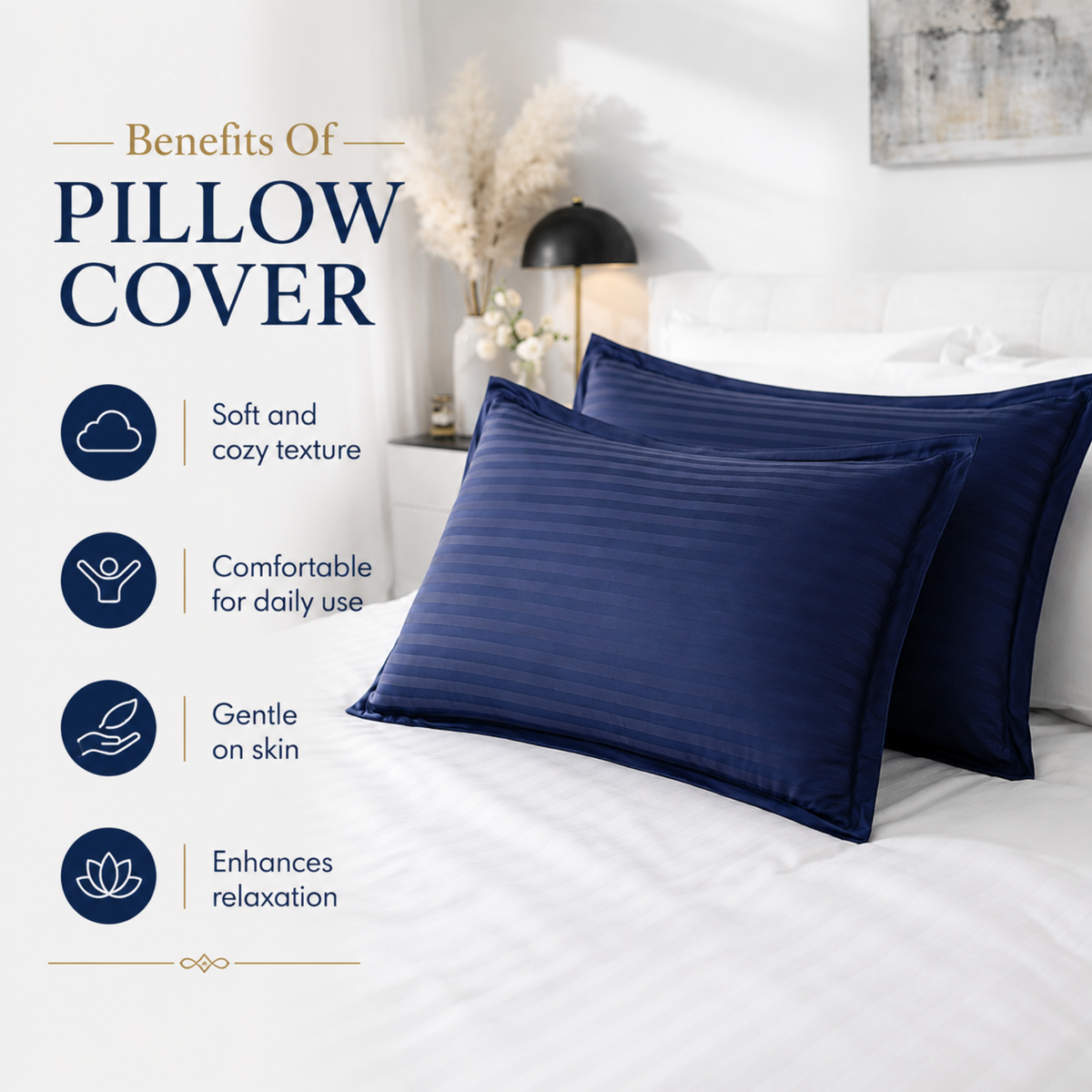 Elegant Weavers Oxford Stripe Pillow Cover Set of 2 (45x67 cm)