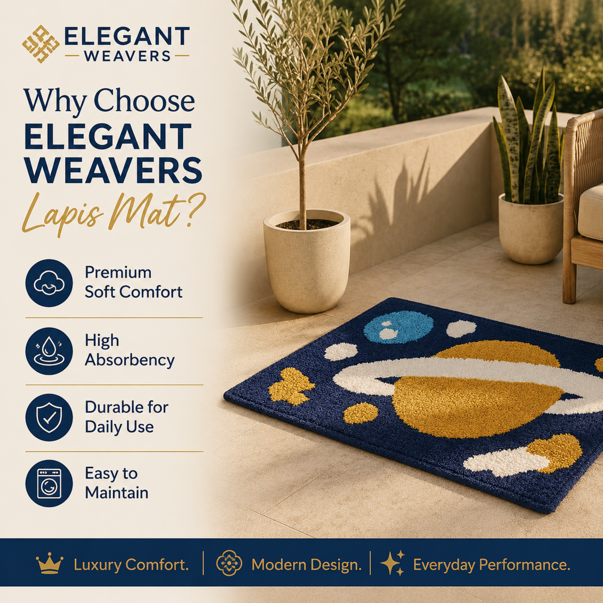Elegant Weavers Lapis Door Mat Blue (38x58 cm)