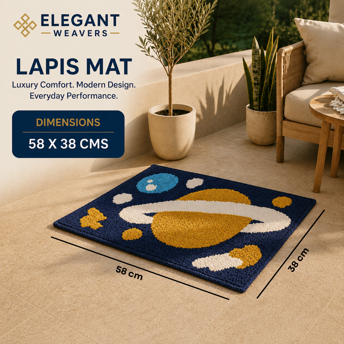 Elegant Weavers Lapis Door Mat Blue (38x58 cm)