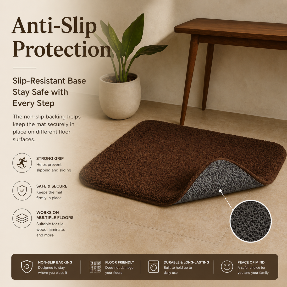 Elegant Weavers Pecan Door Mat (38x58 cm)