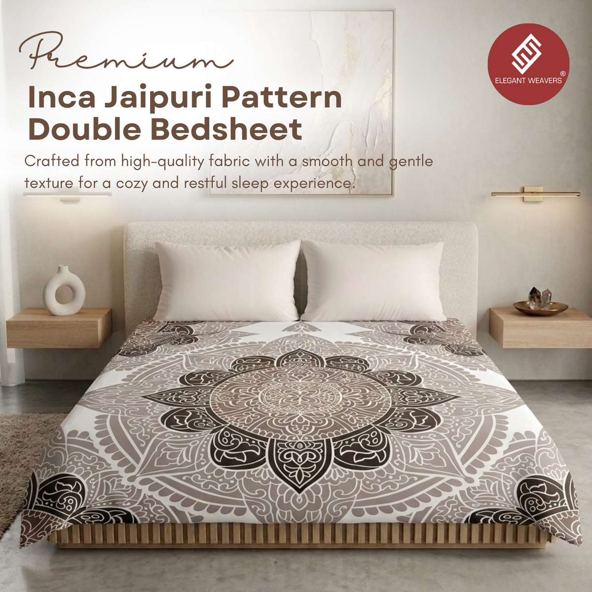 Elegant Weavers Inca Jaipuri Pattern Double Bedsheet (220x235 cm)