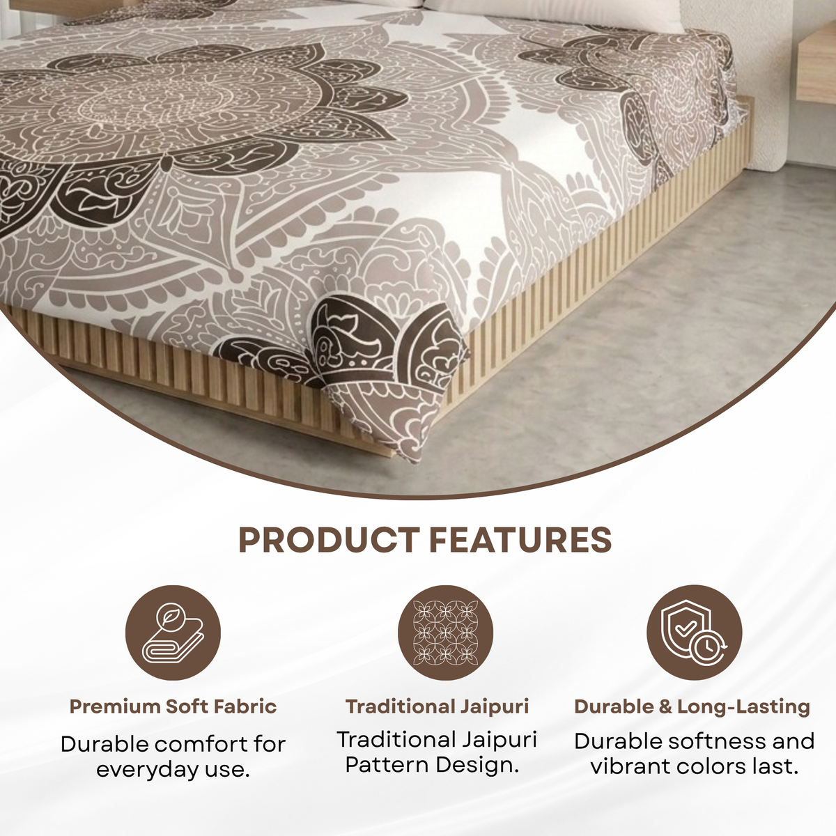 Elegant Weavers Inca Jaipuri Pattern Double Bedsheet (220x235 cm)