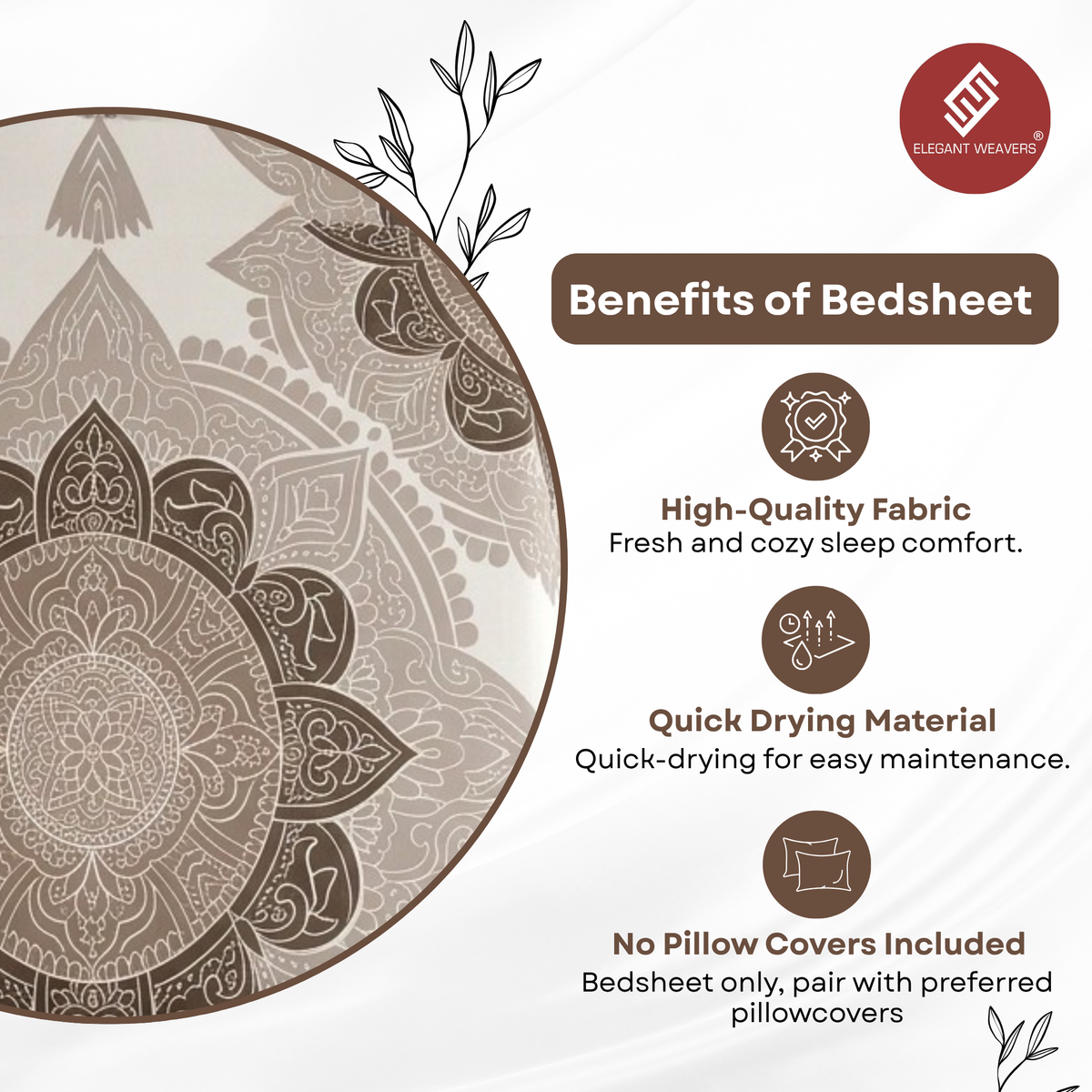 Elegant Weavers Inca Jaipuri Pattern Double Bedsheet (220x235 cm)