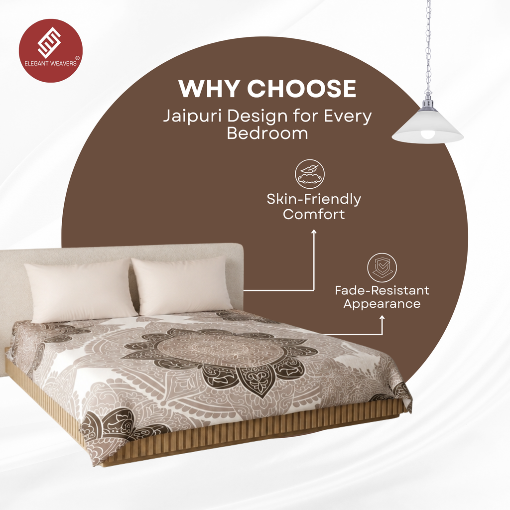 Elegant Weavers Inca Jaipuri Pattern Double Bedsheet (220x235 cm)