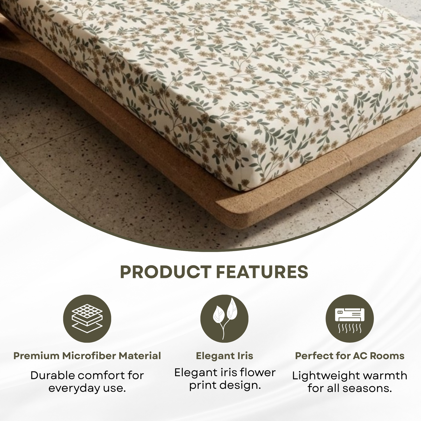 Elegant Weavers Shamrock Single Bedsheet with Pillow Cover (150x220 cm) | Microfiber Iris Design Bedding Set | Soft, Durable & Easy Care