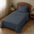 Elegant Weavers Icarus Stripe Single Bedsheet Grey with Pillow Cover (150x220 cm)
