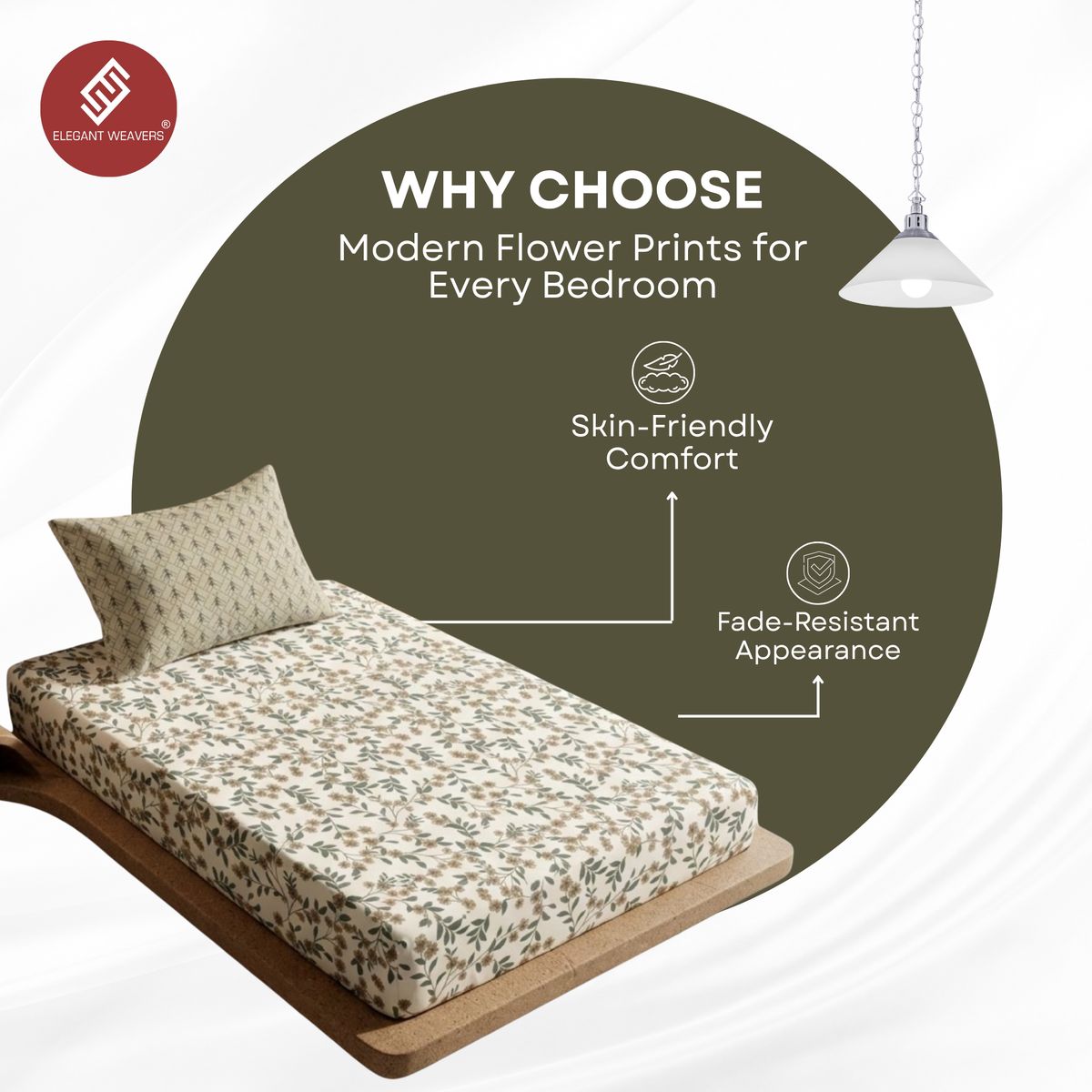 Elegant Weavers Shamrock Single Bedsheet with Pillow Cover (150x220 cm)