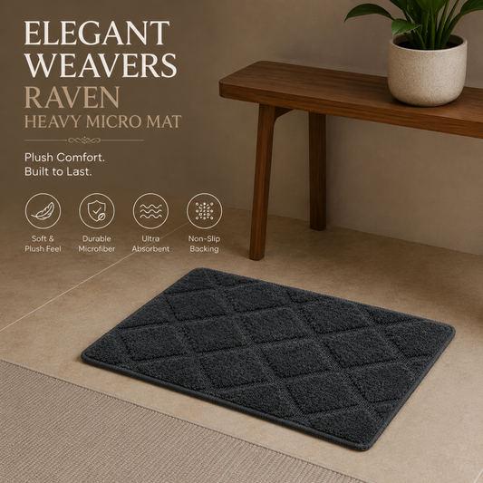 Elegant Weavers Raven Heavy Micro Door Mat Grey (38x58 cm)