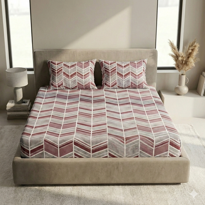 Elegant Weavers Merlot Double Bedsheet with Pillow Cover (150x215 cm) | Microfiber Abstract Bedsheet Set | Soft, Durable & Easy Care Bedding