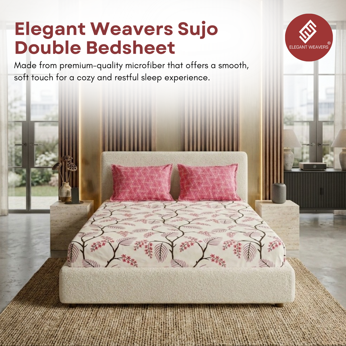 Elegant Weavers Sujo Double Bedsheet with 2 Pillow Covers (45x67 cm)
