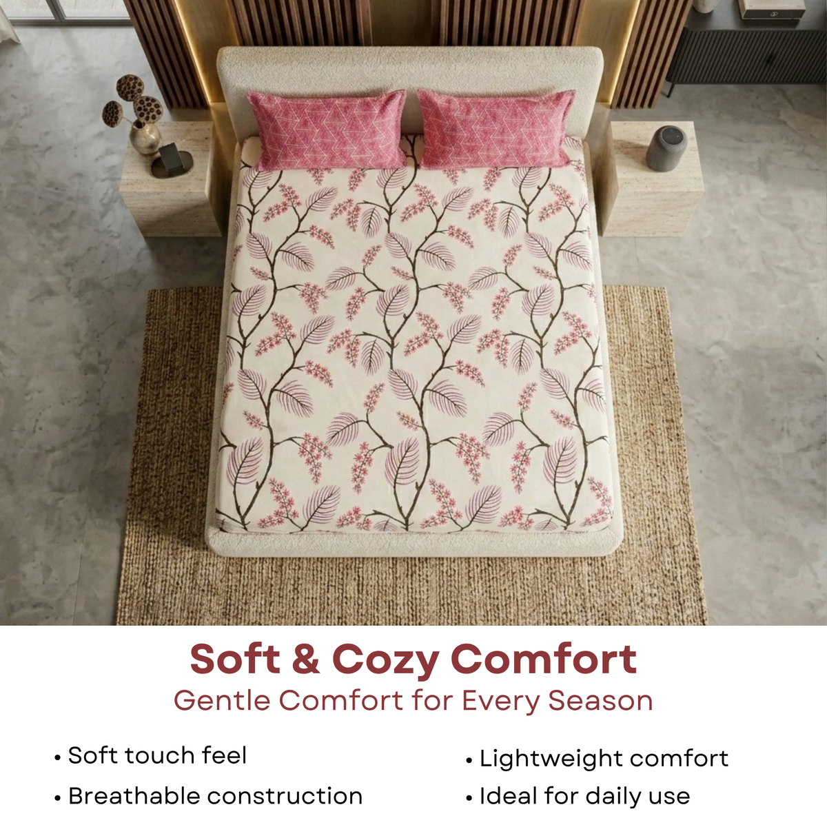 Elegant Weavers Sujo Double Bedsheet with 2 Pillow Covers (45x67 cm)