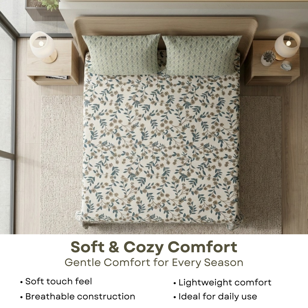 Elegant Weavers Seafoam Double Bedsheet with 2 Pillow Covers (220x250 cm)