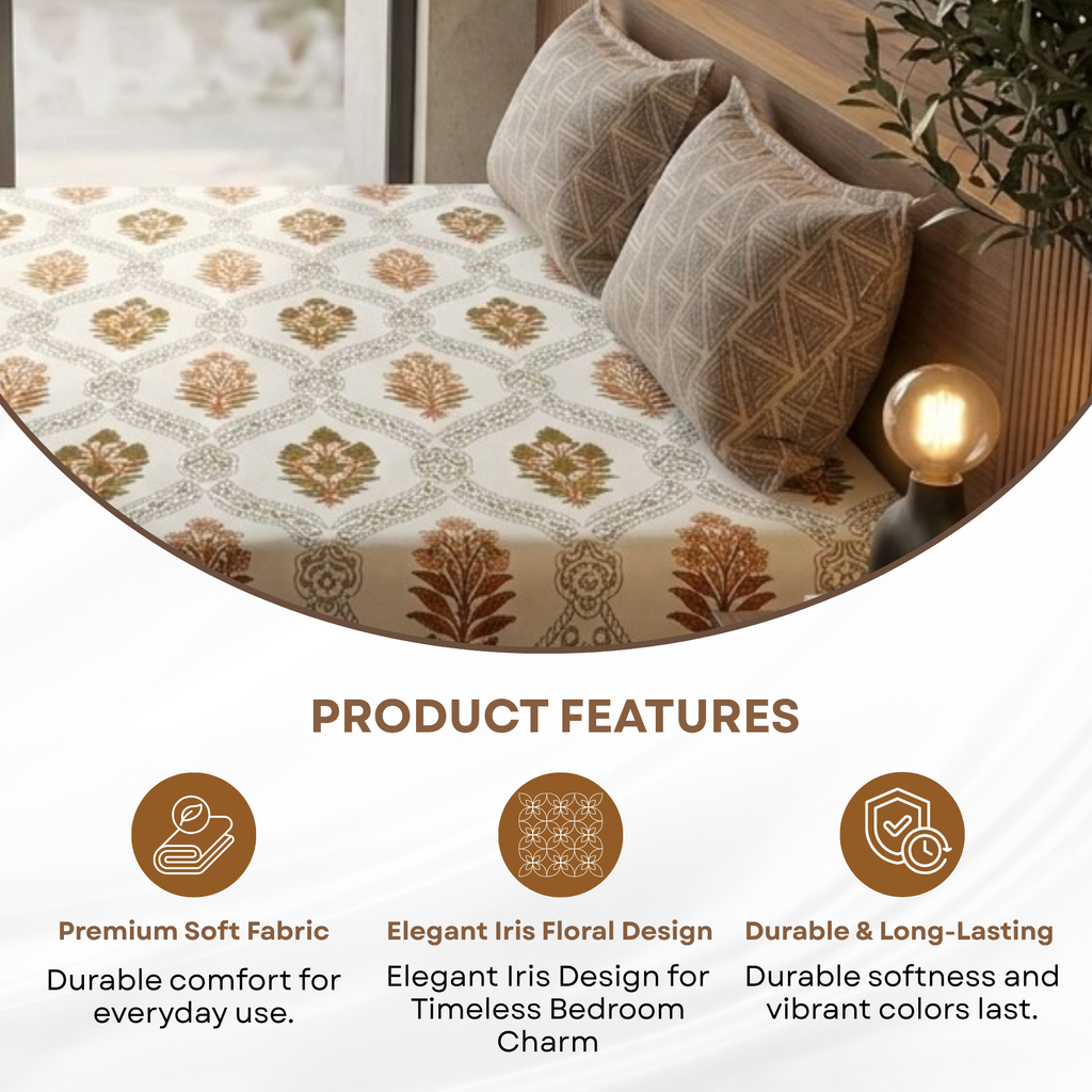 Elegant Weavers Icy Double Bedsheet with 2 Pillow Covers (45x67 cm)