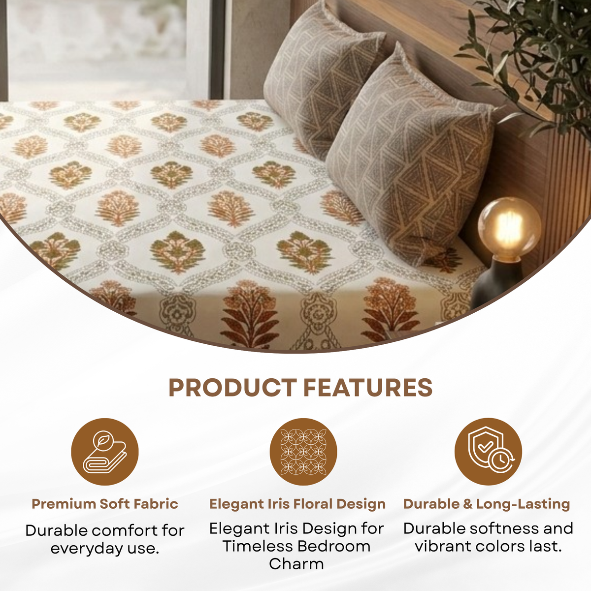 Elegant Weavers Icy Double Bedsheet with 2 Pillow Covers (45x67 cm)