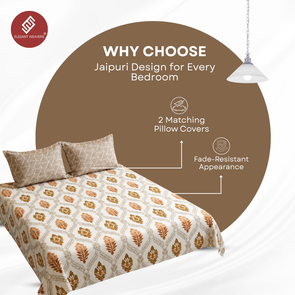 Elegant Weavers Icy Double Bedsheet with 2 Pillow Covers (45x67 cm)