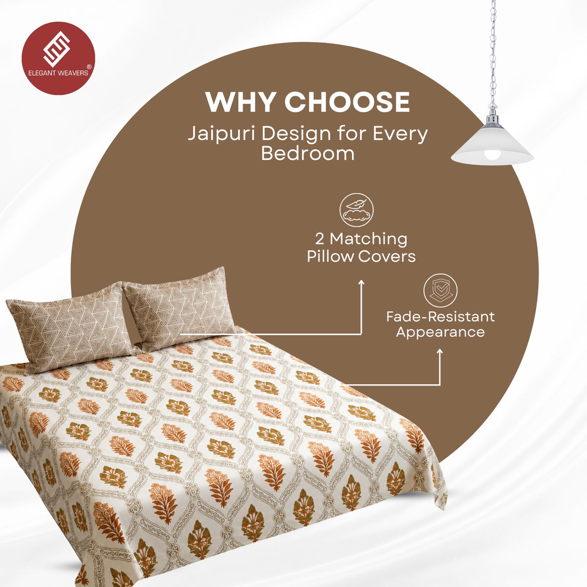 Elegant Weavers Icy Double Bedsheet with 2 Pillow Covers (45x67 cm)