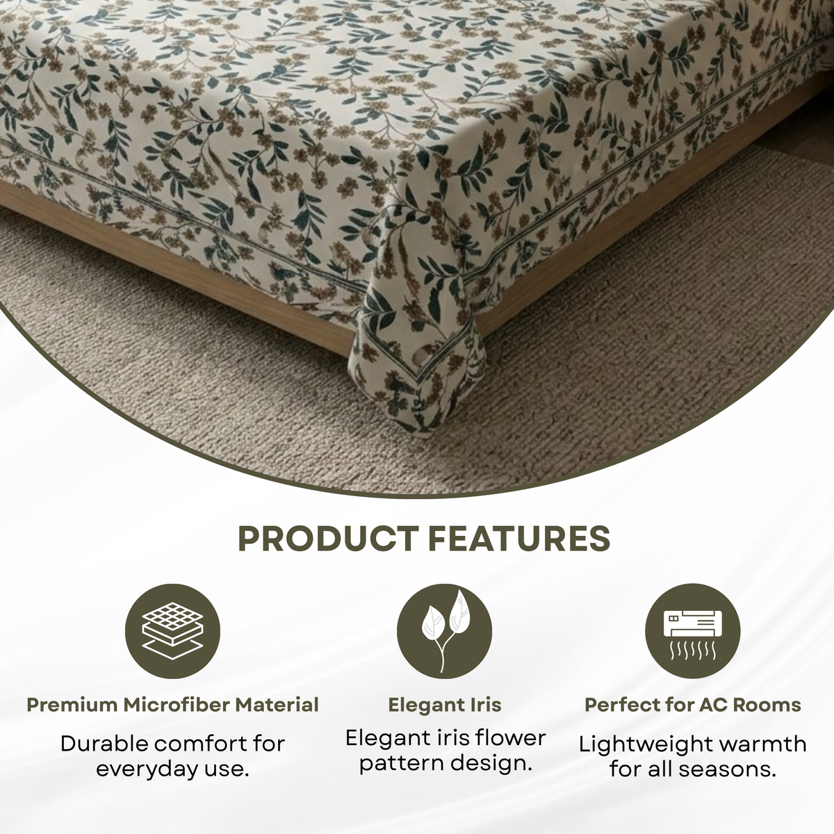 Elegant Weavers Seafoam Double Bedsheet with 2 Pillow Covers (220x250 cm)