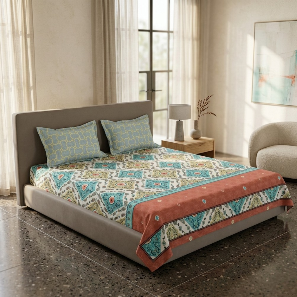 Elegant Weavers Samara Double Bedsheet with 2 Pillow Covers (45x67 cm)