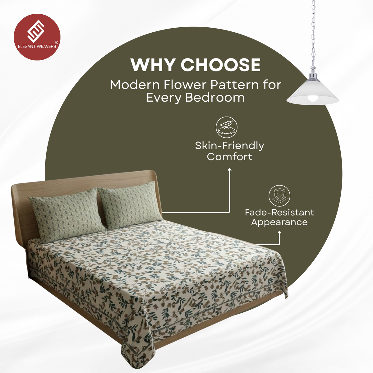 Elegant Weavers Seafoam Double Bedsheet with 2 Pillow Covers (220x250 cm)