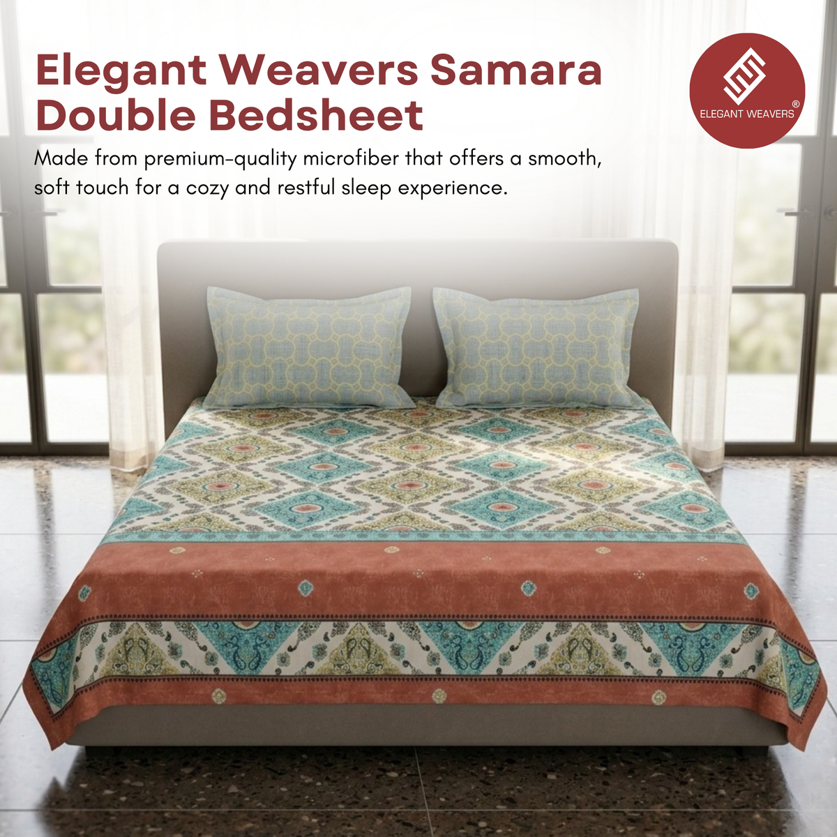 Elegant Weavers Samara Double Bedsheet with 2 Pillow Covers (45x67 cm)